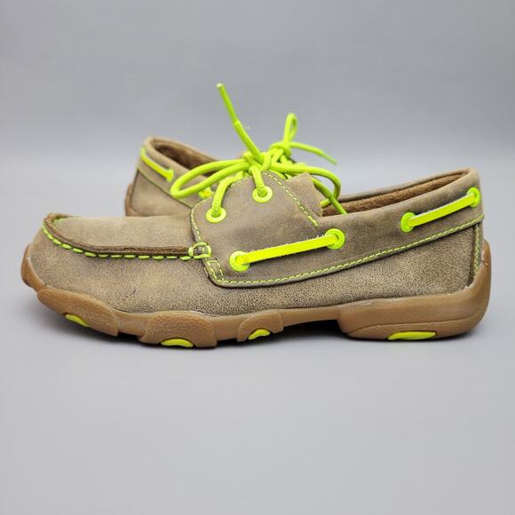 Youth Twisted X Bomber Slip On Shoe Leather Lace Up Moc Neon Yellow Size 4.5 - Picture 3 of 10
